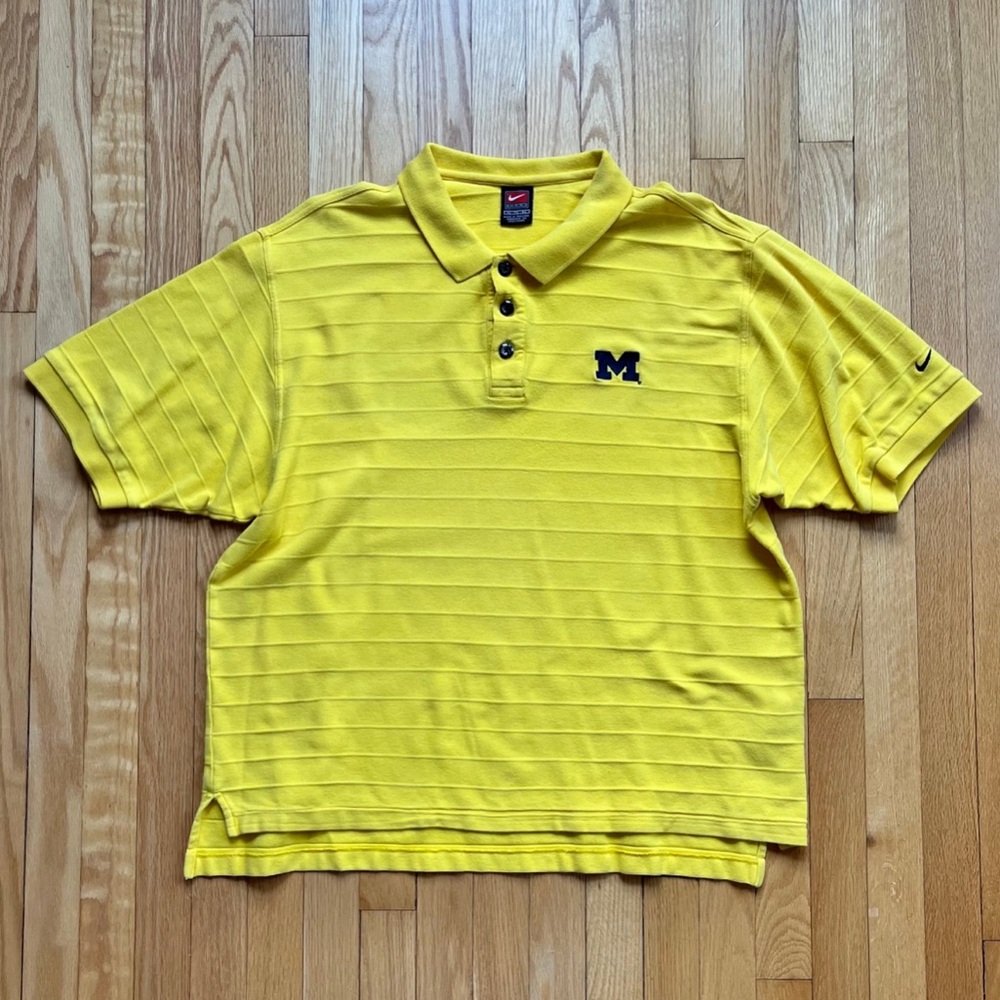 Vintage Y2K Michigan Wolverines Nike Mens Short Sleeve Polo Shirt XL Yellow